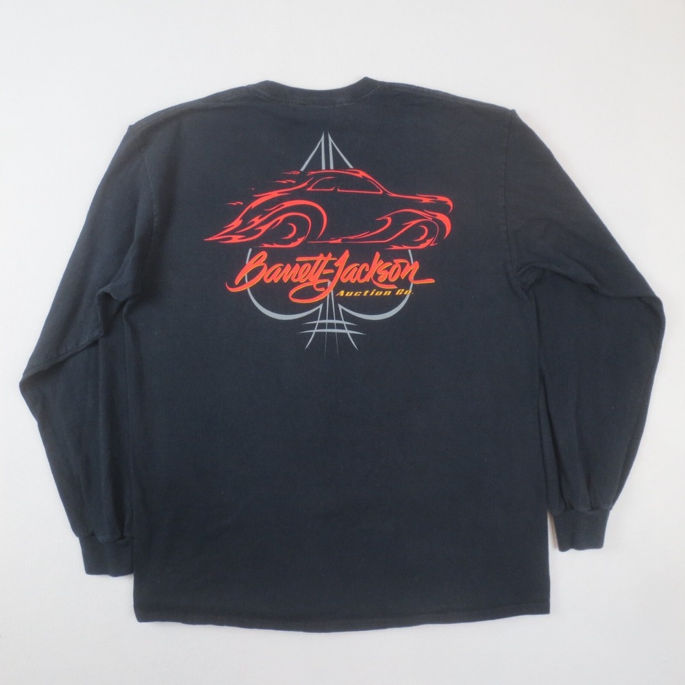 Vintage Barrett Jackson Shirt Mens Large Black Long‎ Sleeve Graphic Logo